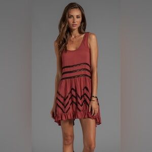 Free People Intimately Red and Black Slip Trapeze Dress size Large